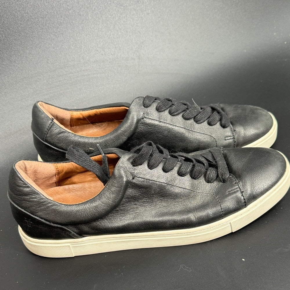 Men's Frye Black Leather Low-Top Sneakers